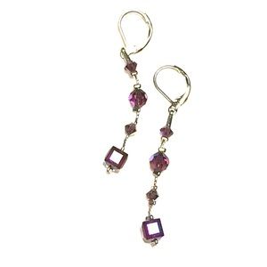 Dabby Reid Purple Hand Crafted Crystal Earrings